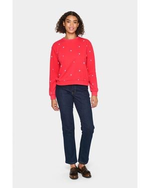 Saint Tropez Sweatshirt Casual Fit Viva Magenta Bonbon Harts Red - Rood