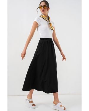 Bigdart High Waist A-Line Maxi Skirt - Black