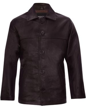 Infinity Leather Classic Cowhide Leather Box Jacket - Blue