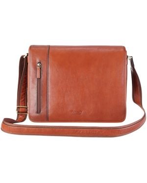 Infinity Leather Genuine Laptop Satchel Messenger Shoulder Bag - Brown