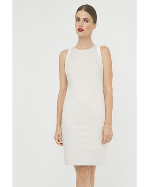Conquista Colour Sleeveless Dress With Contrast Detail - White