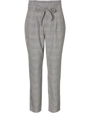 Vero Moda Geruite Paperbag Petite Broek - Grijs