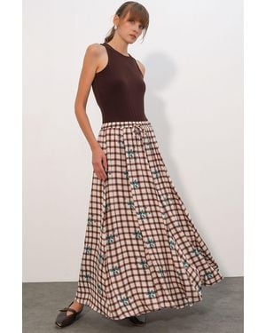 Bigdart Hoog-Waisted Geruite Maxi Rok - Meerkleurig