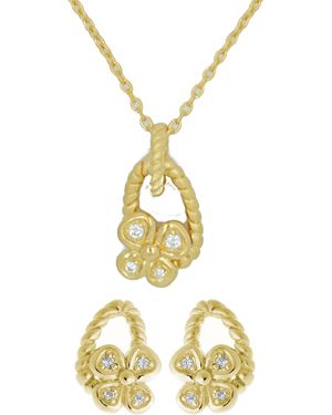 Orphelia 925 Sterling Set: Chain-Pendant + Earrings - Metallic