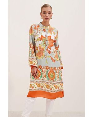 Bigdart Patterned Viscose Dress - Orange