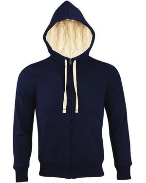 Sol's Sherpa Zip-Up Hooded Sweatshirt Hoodie (French) - Blue