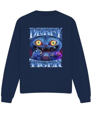K-Pop Demon Hunters Adult Derpy Tiger Sweatshirt - Blue