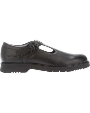 Kickers Finley Leren T-Bar Formele Schoenen - Zwart
