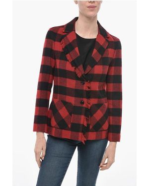 Woolrich Geruite Stretch Wolmix Blazer - Rood