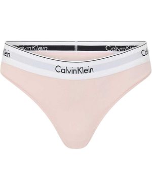 Calvin Klein Logo Katoenmix String (Levendig Roze) - Wit