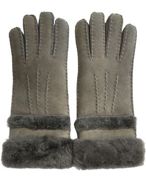 Infinity Leather Genuine Sheepskin Suede Gloves With Roll Up/Down Cuff - Green