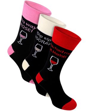 Sock Snob 3 Pairs Novelty Cotton Rich Pun Socks - Red