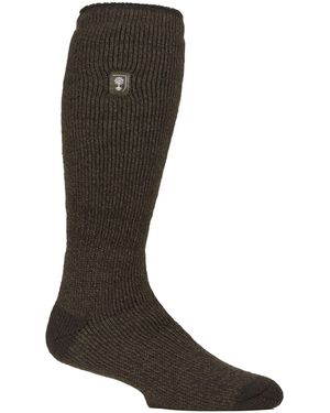 Heat Holders Long Knee High Thermal Wellington Boot Socks - Brown