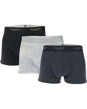 Ted Baker Katoenen Boxershorts (set Van 3) (blauw Marine/grijs/zwart)