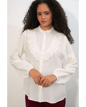 Bigdart Long Woven Shirt With Mandarin Collar - White