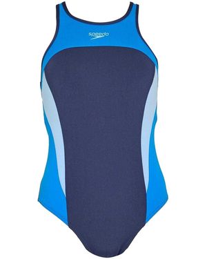 Speedo Kleurblok Gekruiste Rug Eèn Stuk Zwempak (Lagune) - Blauw