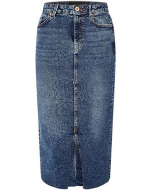 Pieces Denim Kokerrok Voor (Blauwe Denim)