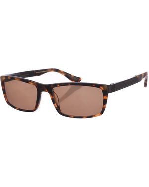 Zen Rectangular Acetate And Metal Sunglasses Z433 - Brown