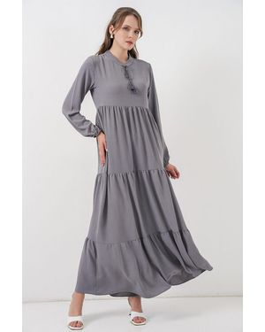 Bigdart Maxi Dress With Bow Detail - Grey