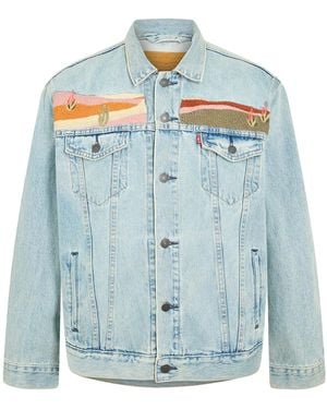 Levi's Truckerjack Van Denim Met Borduursels (Licht Denim) - Blauw