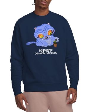 K-Pop Demon Hunters Adult Cute Derpy Tiger Sweatshirt - Blue