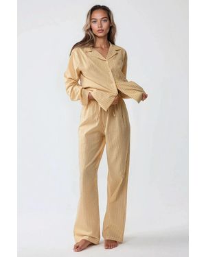 Hiccup Striped Cotton Pyjama Set - Natural
