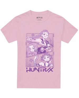 K-Pop Demon Hunters Adult Huntr/X Manga Panel T-Shirt (Light) - Pink
