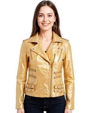 Infinity Leather Brando Biker Jacket-Constantia Lamb Leather - Natural