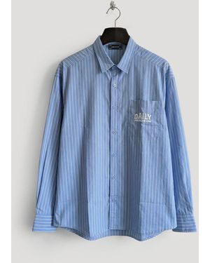Giesto Striped Long Sleeve Shirt With Embroidery - Blue