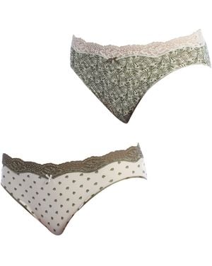 Janira Pack-2 Brislip Coquettes Cotton Knickers 1031497 For - Grey