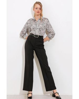Bigdart High Waist Straight Leg Crepe Trousers - Black