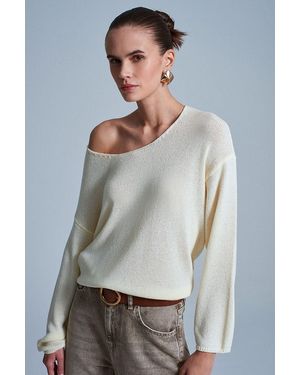 Dilvin Ribbed Boat-Neck Knit Jumper - Grey
