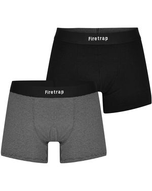Firetrap Boxershorts Met Herenlogo (Set Van 2) (Zwart/Grijze Streep)