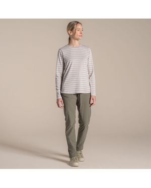 Craghoppers Ladies Akona Striped Nosilife Long-Sleeved T-Shirt (Oyster) - Grey