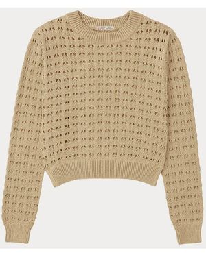 MixRay Gelaagd Gebreid Relaxed Crop Sweater Met Ronde Hals - Naturel