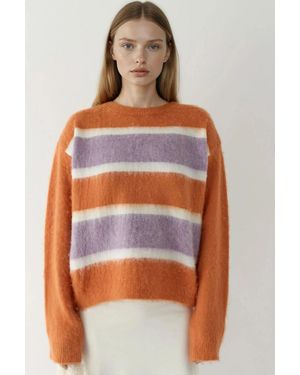 Hiccup Relaxed Fit Colourful Striped Jumper - Orange