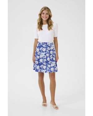 Kaffe Rok Regular Fit Blue/chalk Flowers Blue White - Blauw