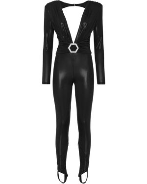 Philipp Plein Padded Shoulder Jumpsuit - Zwart