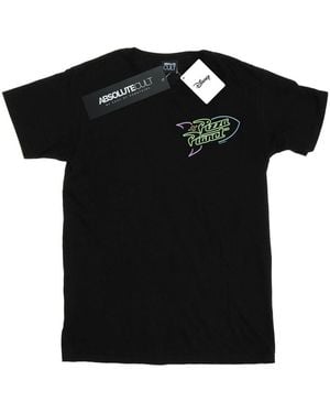 Disney Toy Story Neon Pizza Planet Breast Print T-Shirt Cotton - Black
