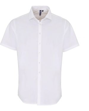 PREMIER Stretch Fit Poplin Short Sleeve Shirt - White