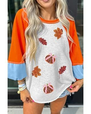 Azura Exchange Raglan Fall Leaf Print - Orange