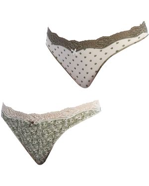Janira Pack-2 Coquettes Cotton Thongs 1031585 For - Grey