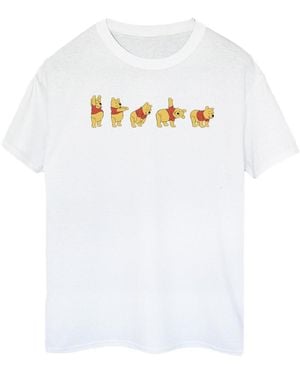 Disney Ladies Winnie The Pooh Stretching Cotton Boyfriend T-Shirt - White