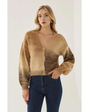 Hiccup Gradient V-Neck Relaxed Fit Cardigan - Blue
