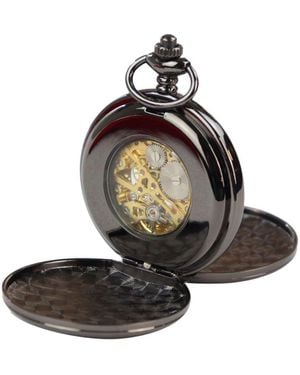 TruClothing Classic Mechanical Pocket Watch Peaky Blinders Vintage Skeleton Automatic - Black