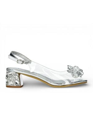 Laura Vita Mily-22 Clear Slip-On Cinderella Heel Sandals - Metallic