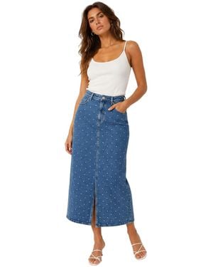 Vero Moda Tessa-Denim Midi-Rok Met Normale Pasvorm Voor (Blauwe Denim)