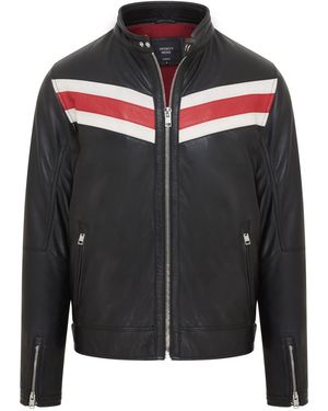 Infinity Leather Café Racer Biker Jacket - Black