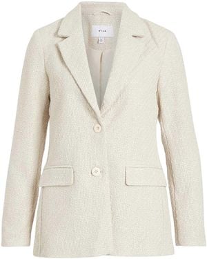 Vila Viemmi Bouclé Getailleerde Blazer (Berk) - Wit