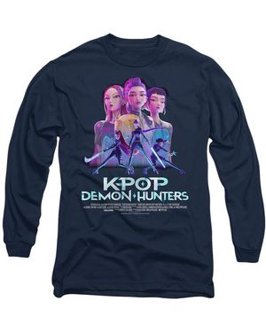 K-Pop Demon Hunters Adult Huntr/X Poster Long-Sleeved T-Shirt - Blue